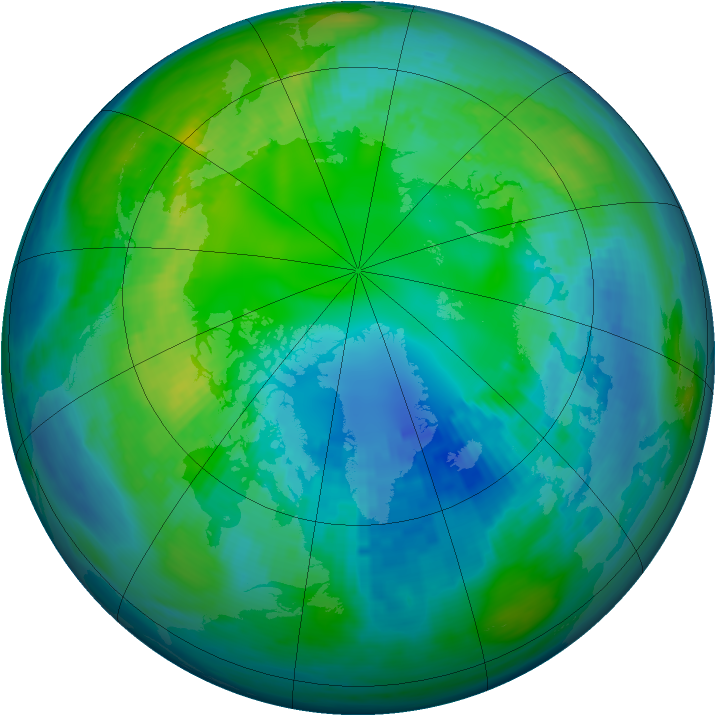 Arctic ozone map for 28 October 1988